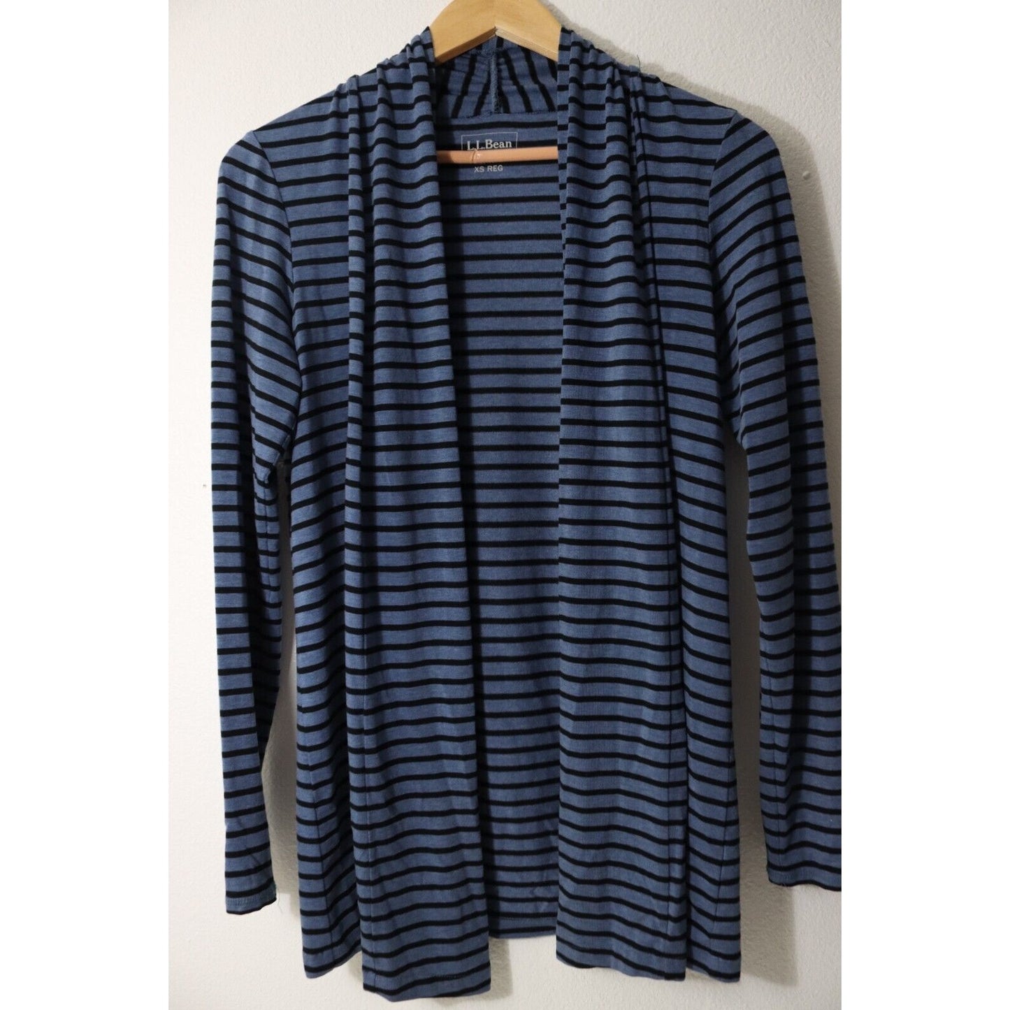 L.L. Bean Cardigan Stripe Blue and Black Size XS Open Long Sleeve