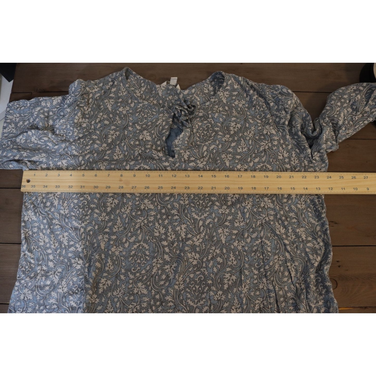 Lucky Grey Blue Long Sleeve Top XL Cotton Modal Floral