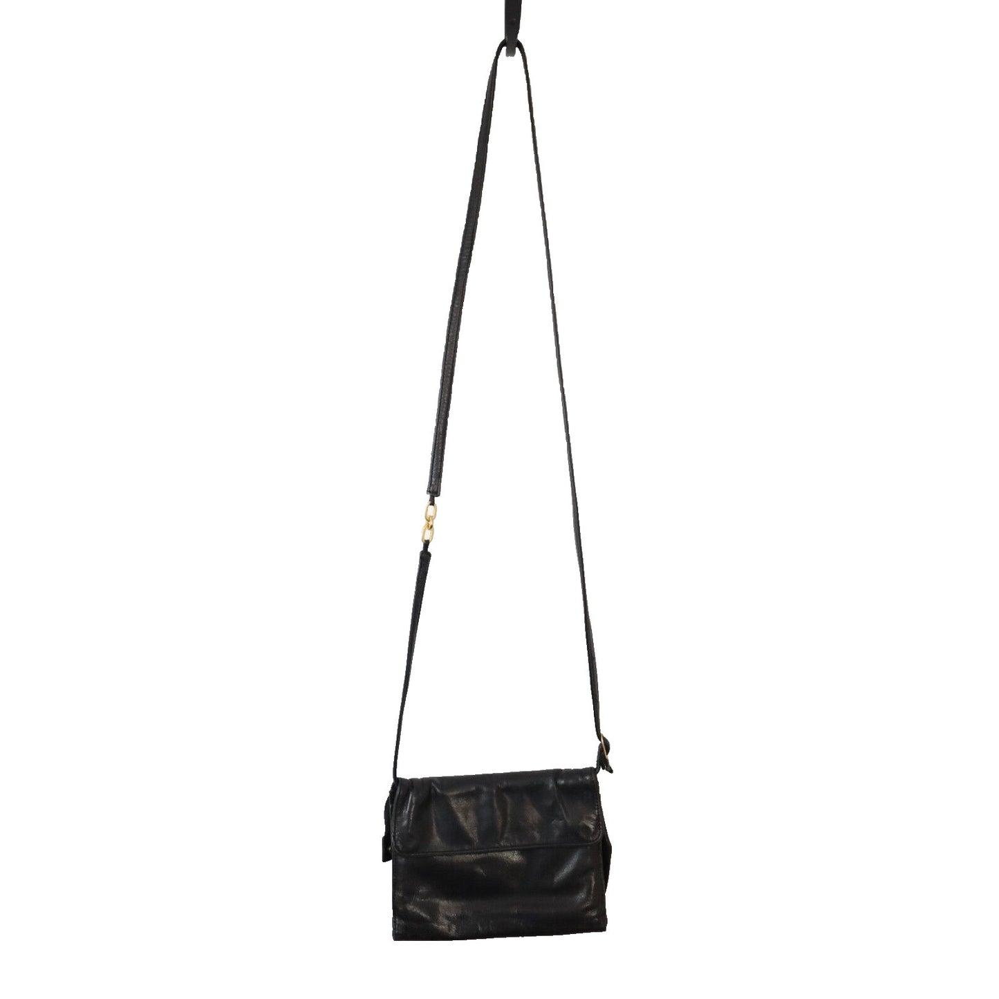 Perlina Soft Black Leather Organizer Crossbody