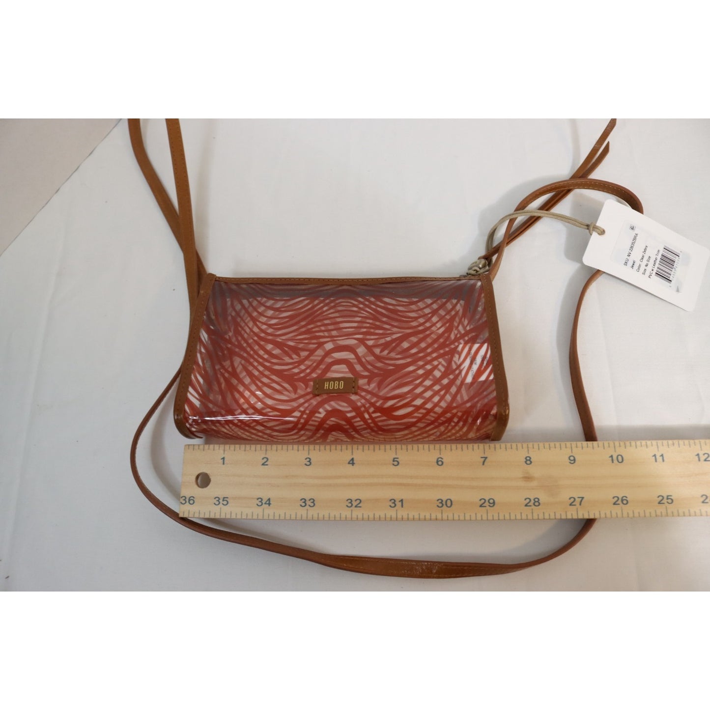 HOBO NWT Orange and tan Women's Jewel Clear Crossbody Leather Trim Purse