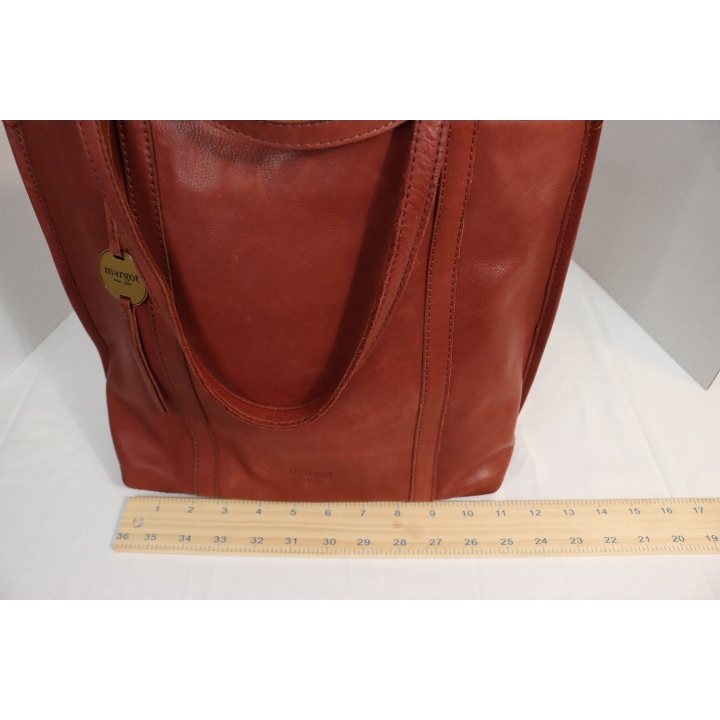Margot Soft Leather Double Handlex2 Shoulder Tote Top Handle Brown