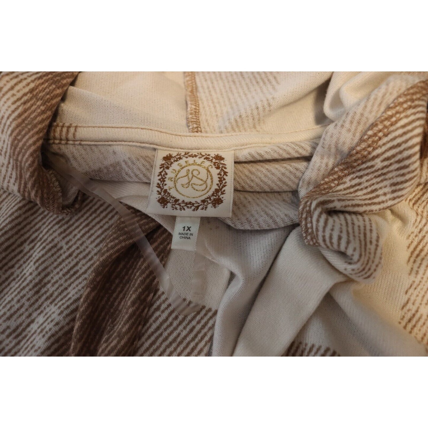 Truself Cardigan Open Hoodie Size 1X Beige/Brown