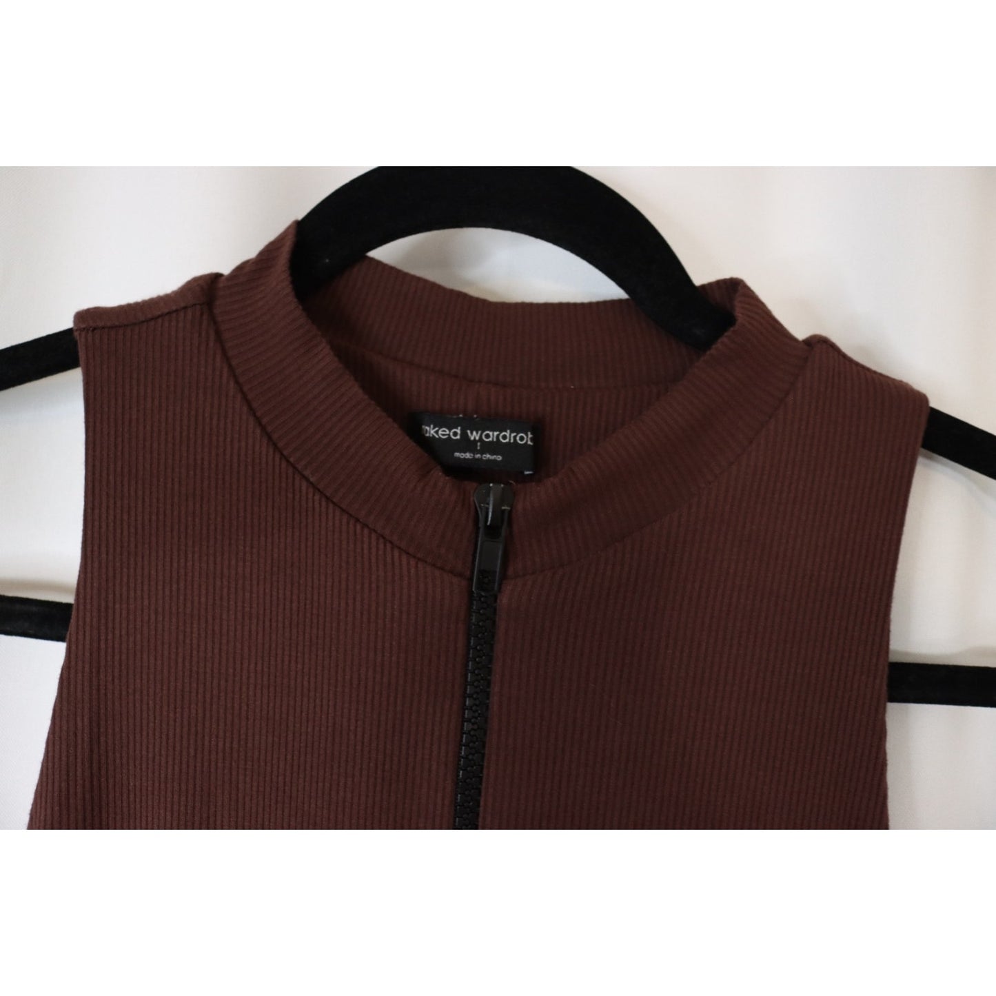 Naked Wardrobe Brown Jumpsuit Zip Sleeveless One Piece Size 1/XS