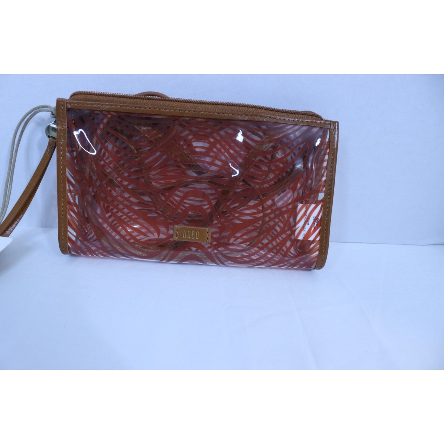 HOBO NWT Orange and tan Women's Jewel Clear Crossbody Leather Trim Purse