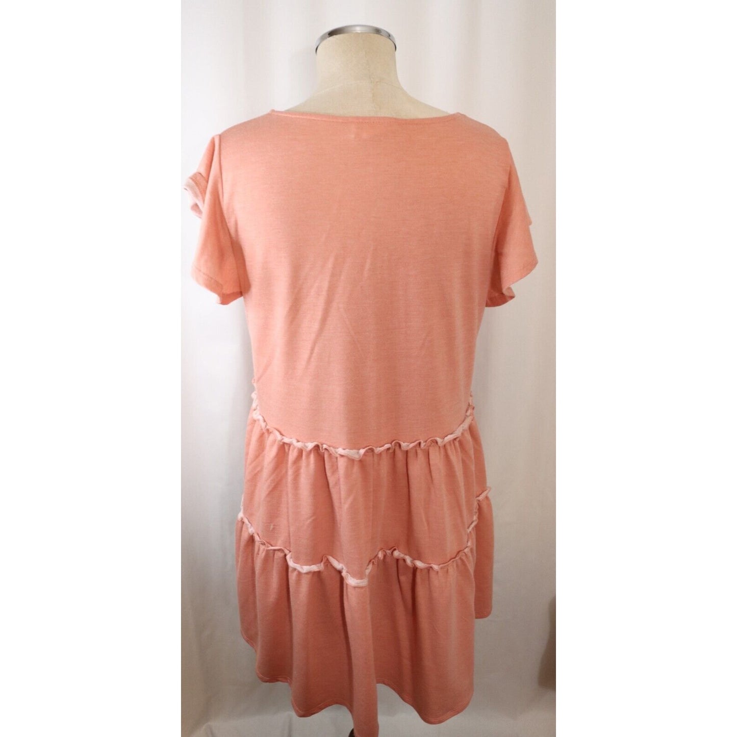 Altar'd State Peach Mini Shift Dress V Neck Short Sleeve Size Medium