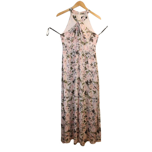 Laundry by Shelli Segal Women's Pink Floral Metallic Long Maxi Dress
