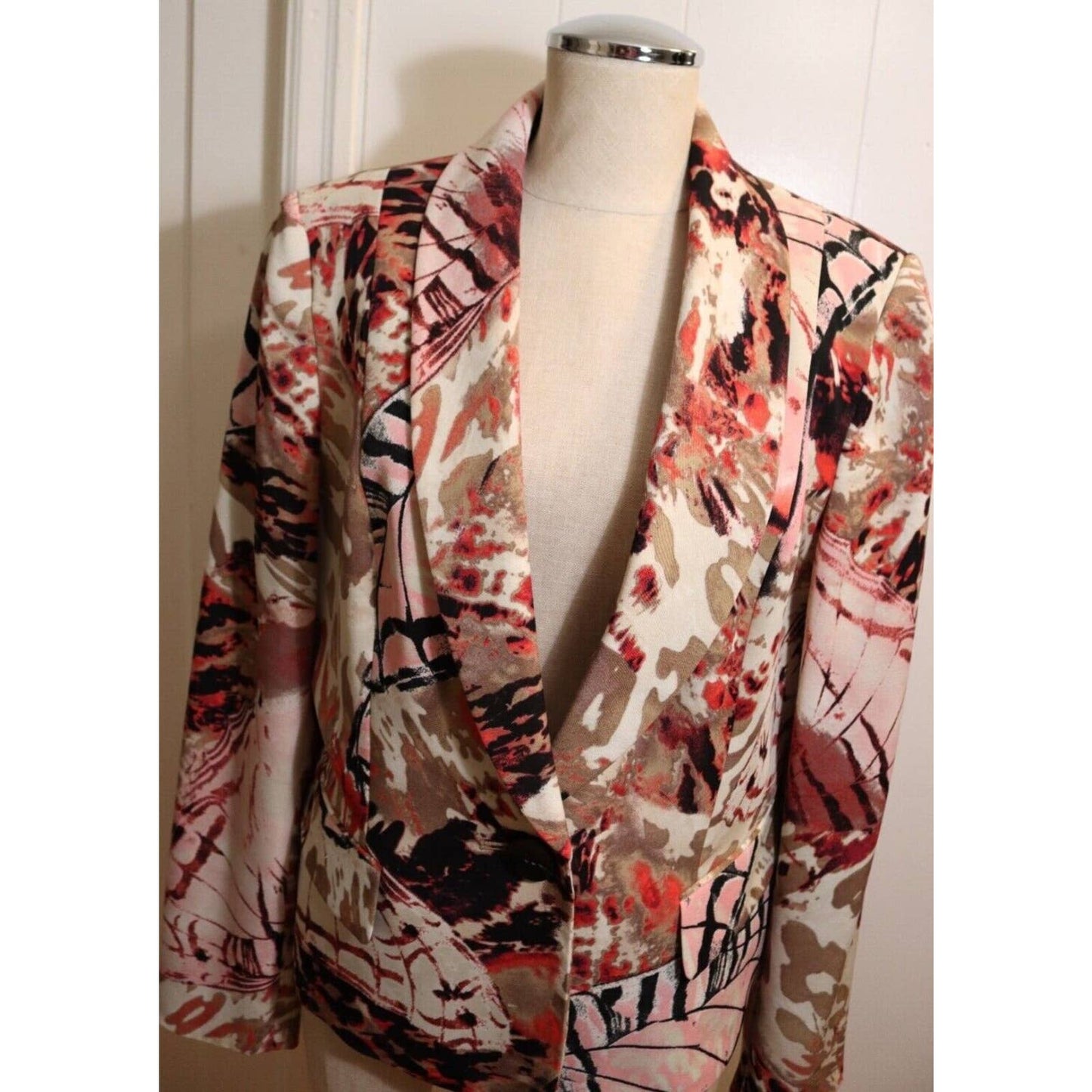 Evan Picone Stretch Floral Blazer Jacket Multicolor Long Sleeves Size 12