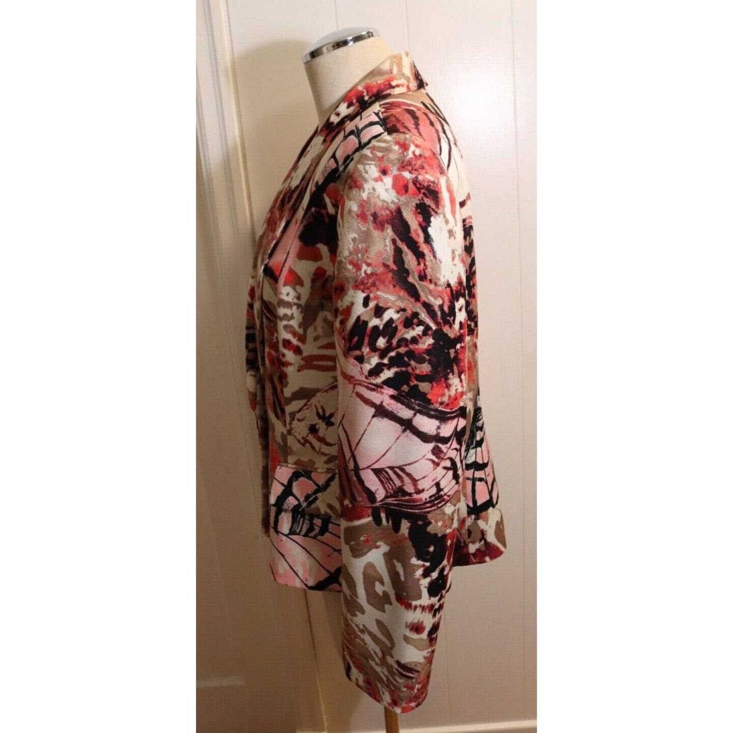 Evan Picone Stretch Floral Blazer Jacket Multicolor Long Sleeves Size 12