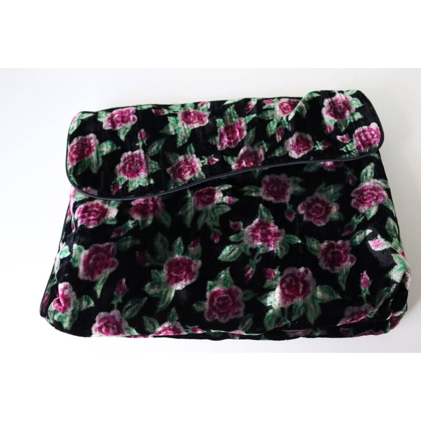 Vintage Rare Victoria Secret Cosmetic Bag Velvet Black Rose (34)