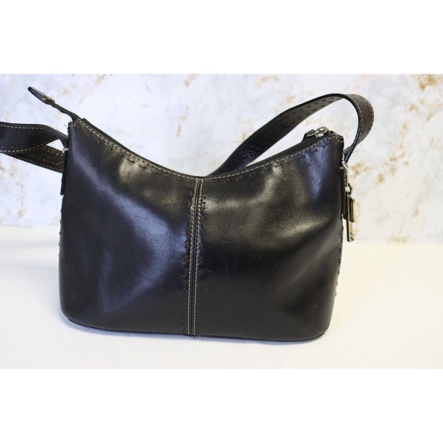 Vintage Fossil Black Leather Handbag