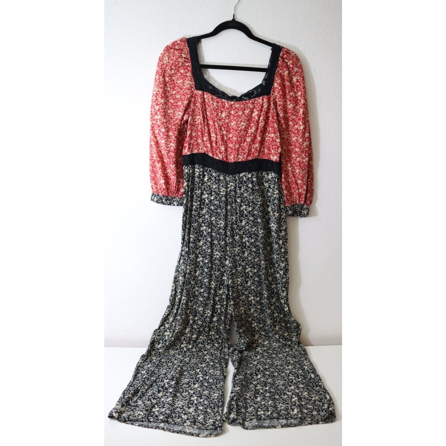 Asos Jumpsuit Red/Black/White Floral Size 10