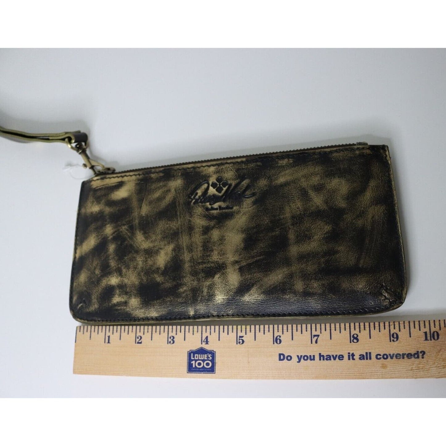Patricia Nash Clutch Phone Bag Wrislet Evening Bag Organizer Black/Gold Leather