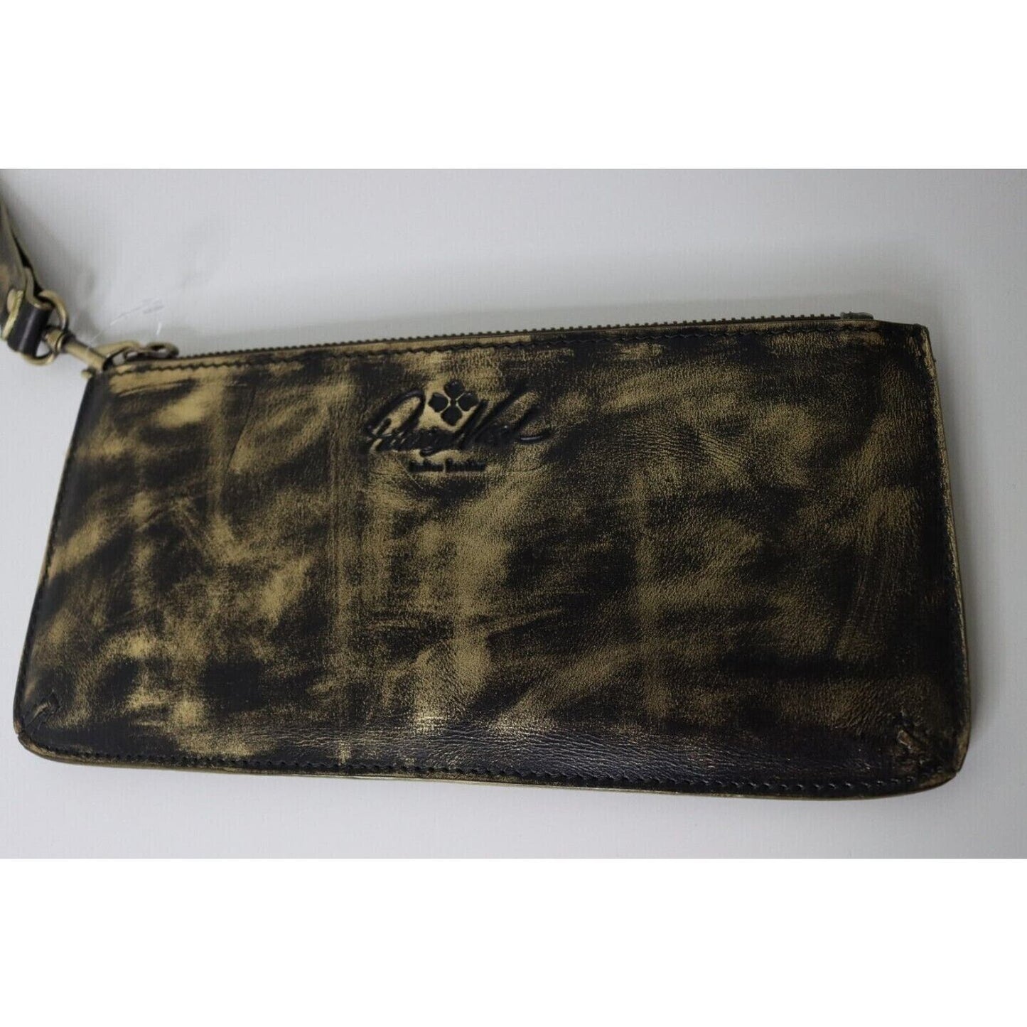 Patricia Nash Clutch Phone Bag Wrislet Evening Bag Organizer Black/Gold Leather