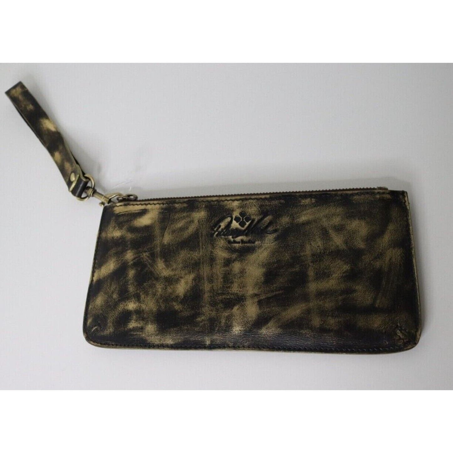 Patricia Nash Clutch Phone Bag Wrislet Evening Bag Organizer Black/Gold Leather