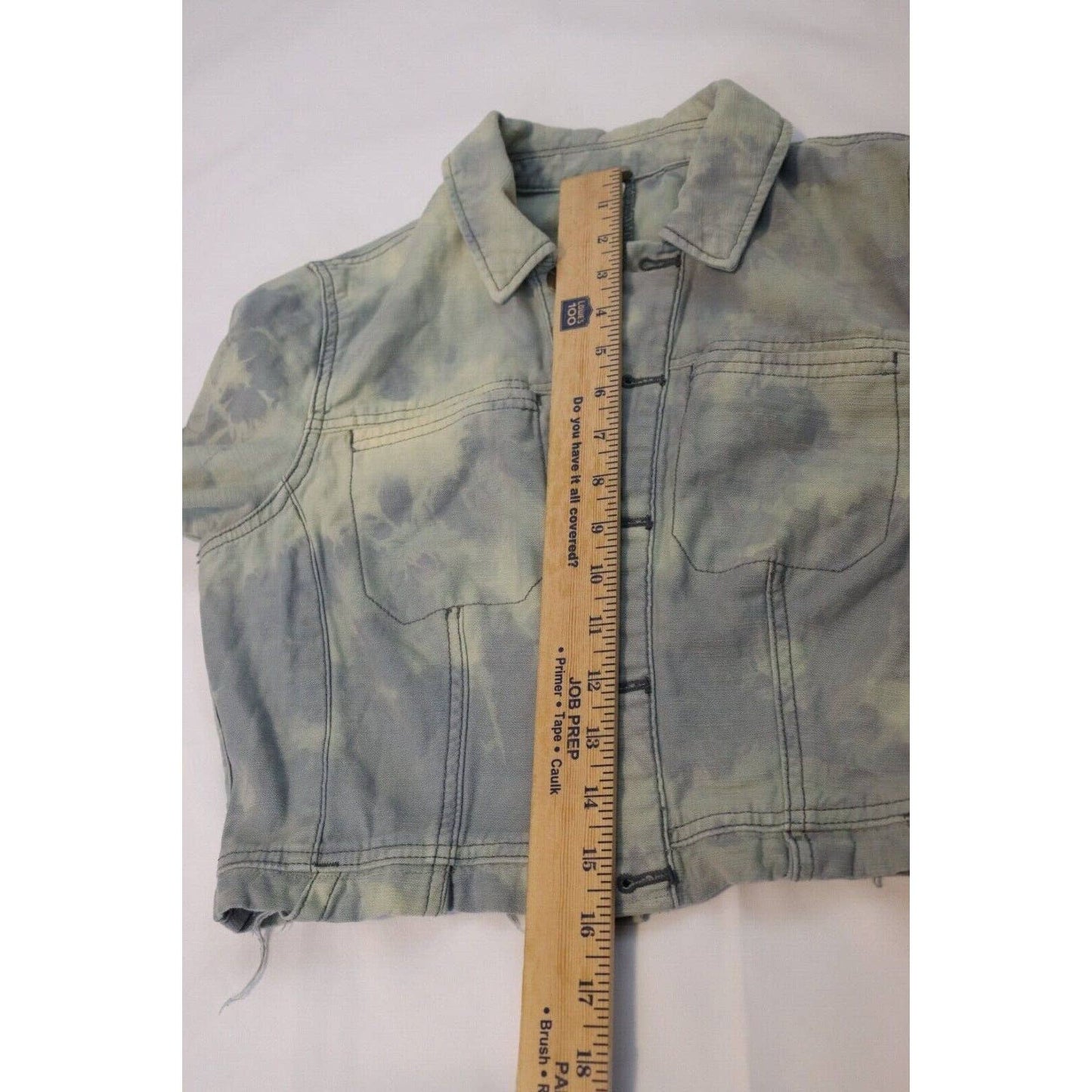 Free People Camouflage Classic Long Sleeves Button Down Jean Jacket