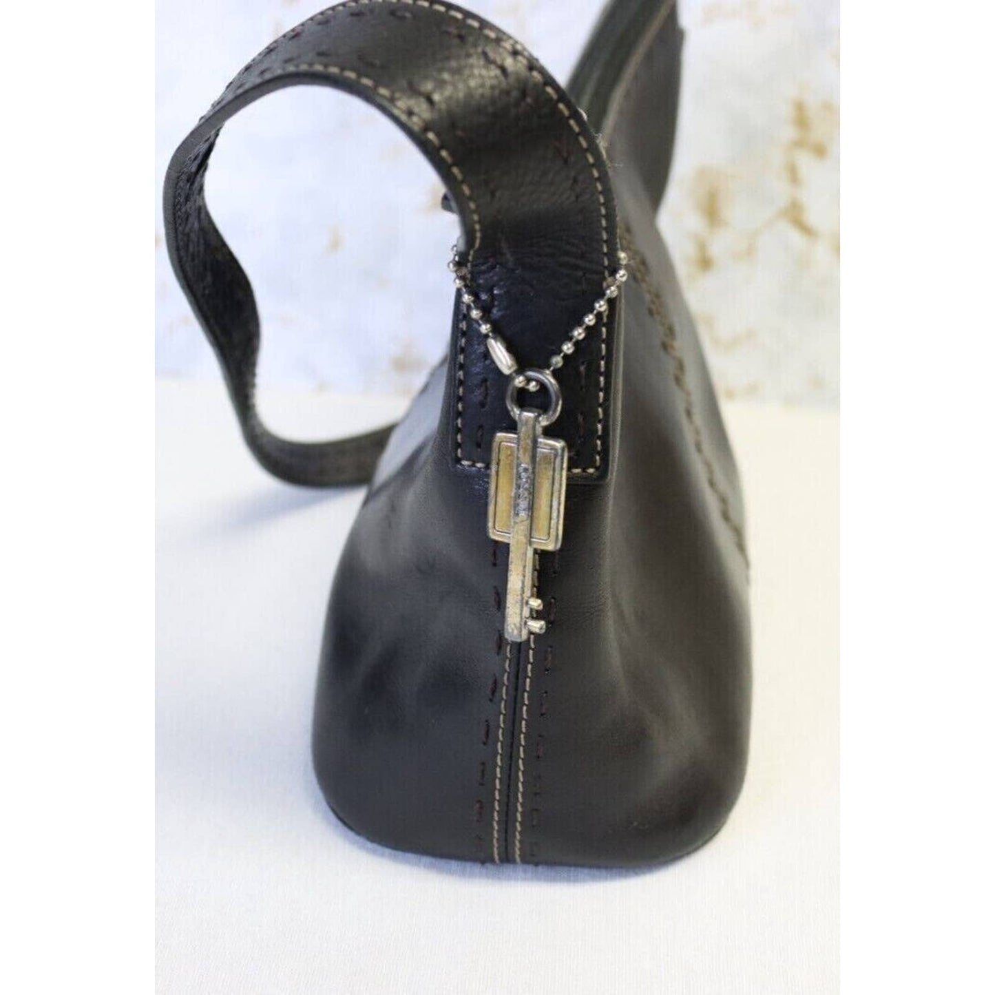 Vintage Fossil Black Leather Handbag
