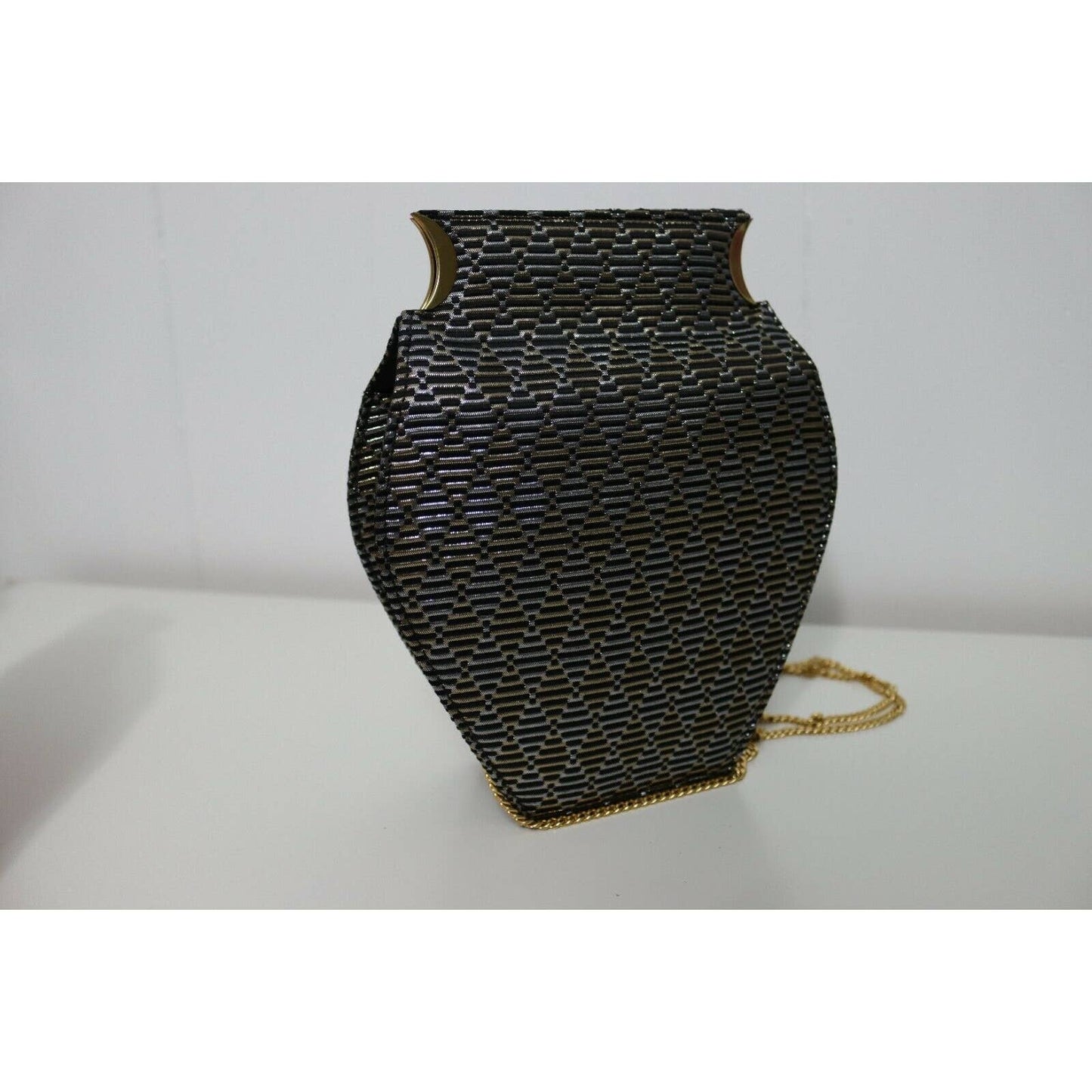 Carney Adina Vase Purse Black Gold And Silver RARE