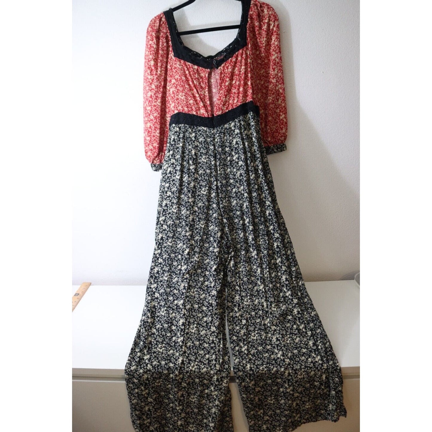 Asos Jumpsuit Red/Black/White Floral Size 10