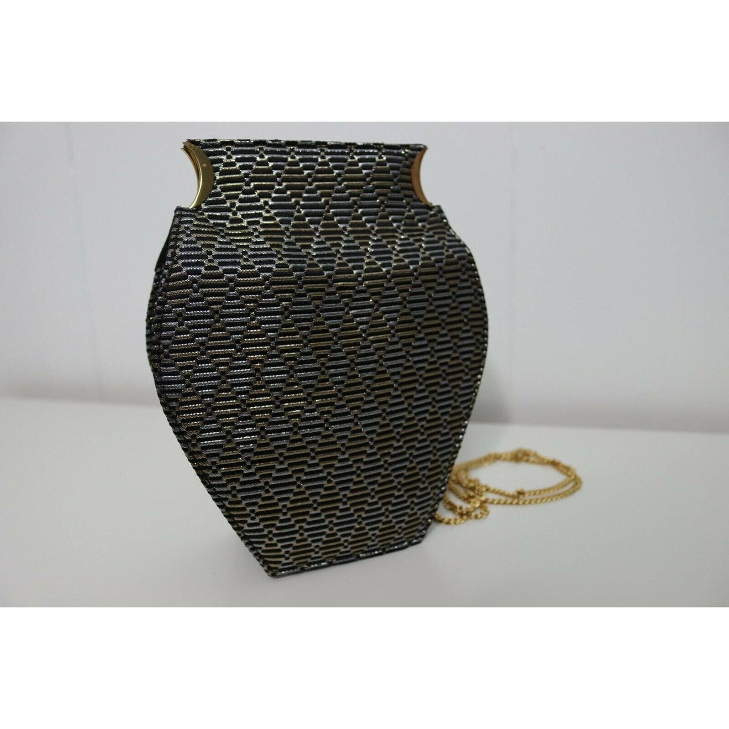 Carney Adina Vase Purse Black Gold And Silver RARE