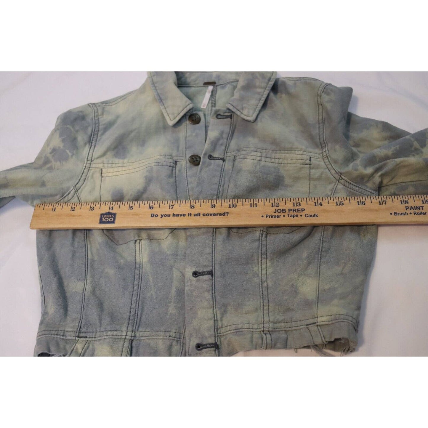 Free People Camouflage Classic Long Sleeves Button Down Jean Jacket