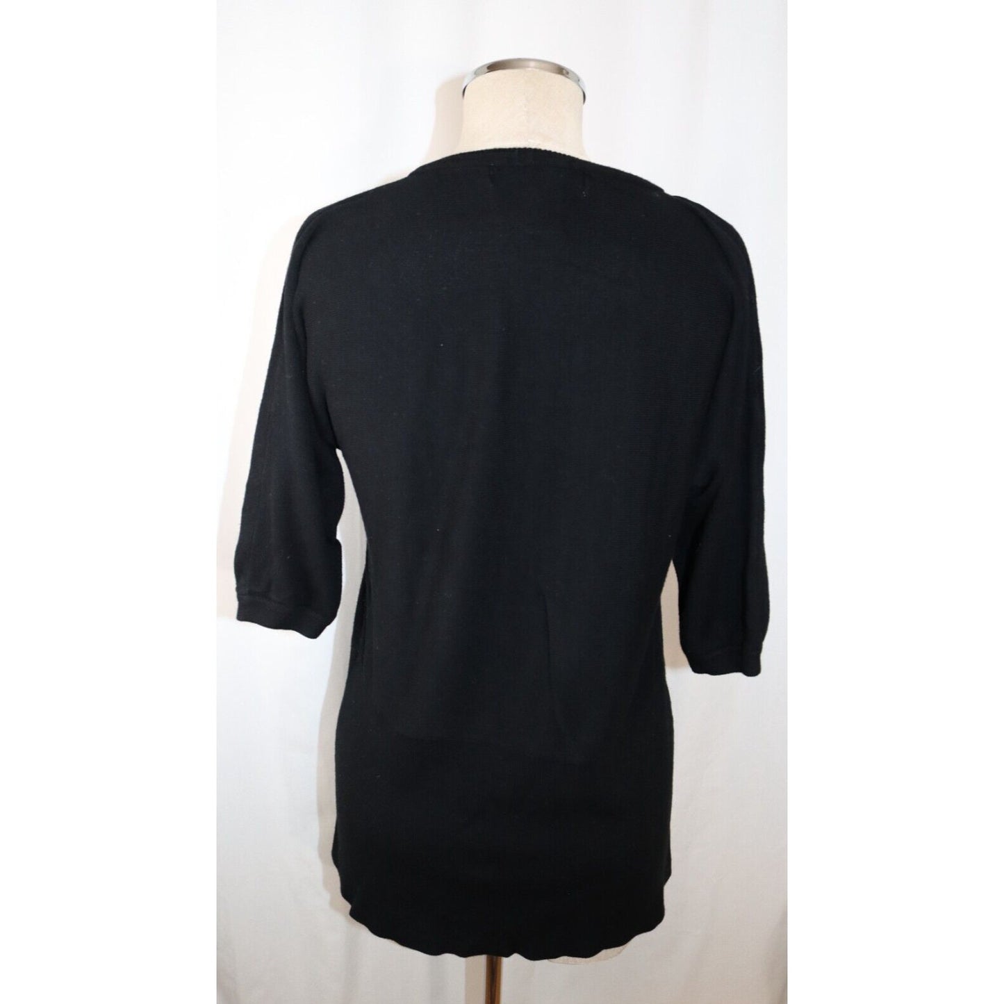 Vintage Lauren Michelle Black Cardigan Size XL 3/4 Sleeve Button Down