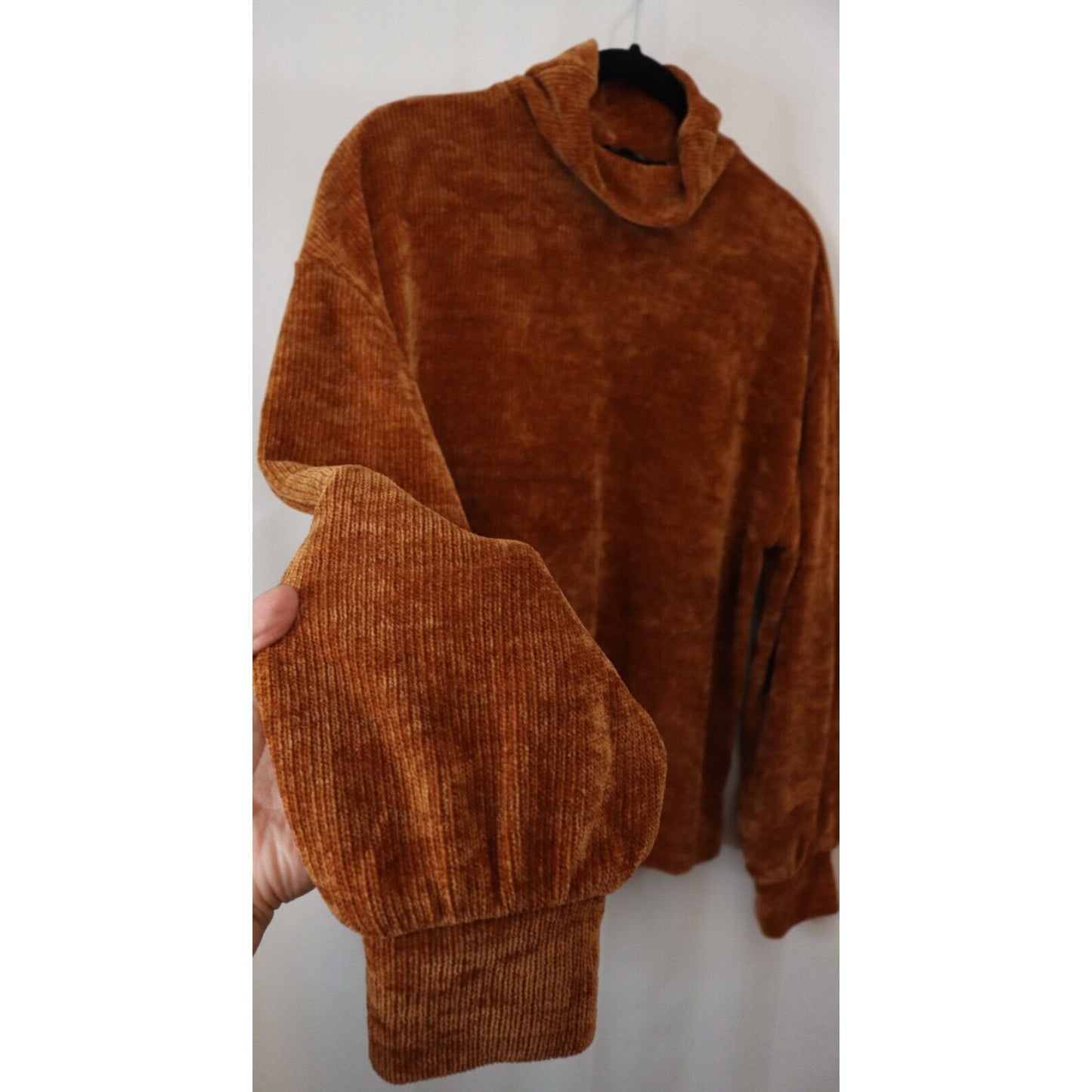 Eloquii Burnt Orange Turtleneck Sweater Soft Corduroy Sleeve Casual 14/16