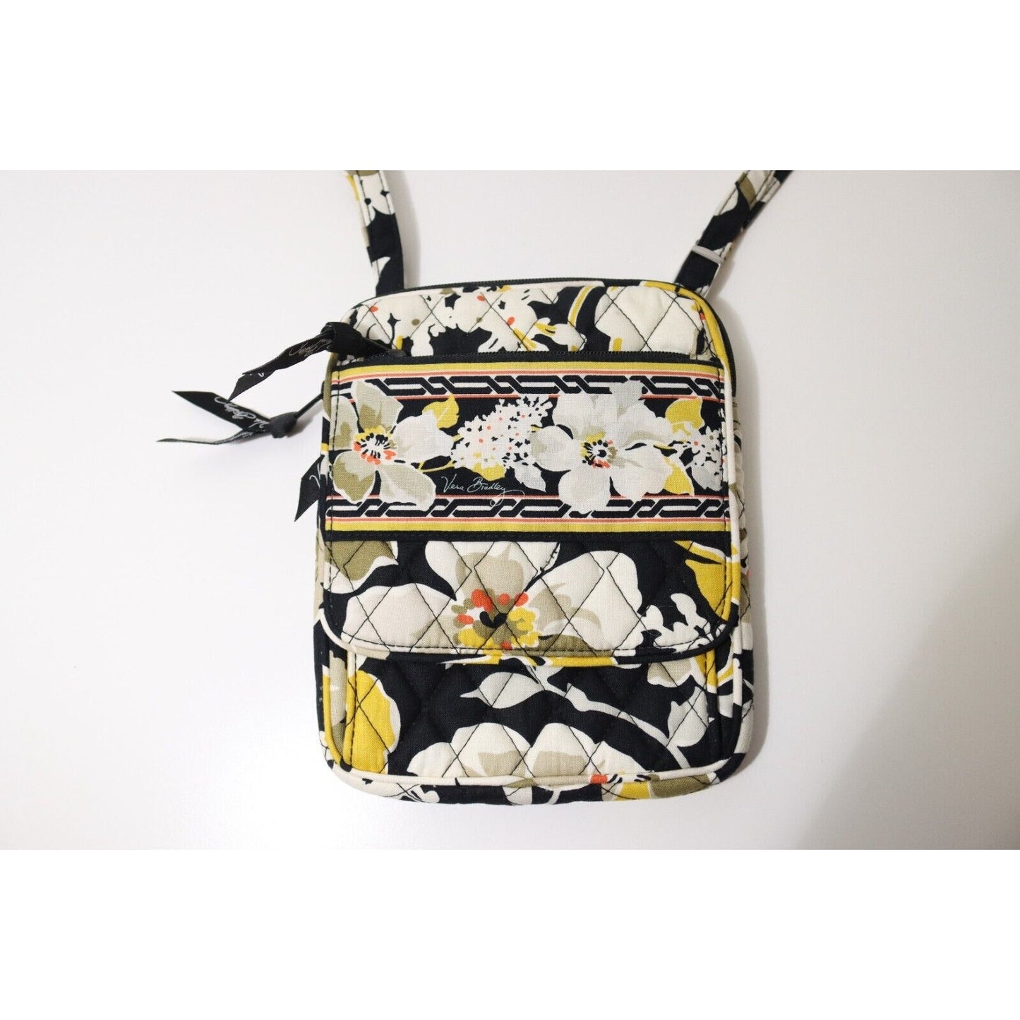 Vera Bradley Dogwood Crossbody Hipster Shoulder Bag Handbag Yellow Black White