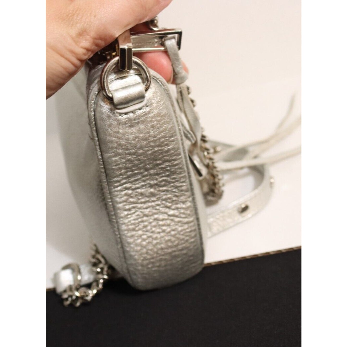 Rebecca Minkoff Silver Leather Chain and Leather Crossbody Strap