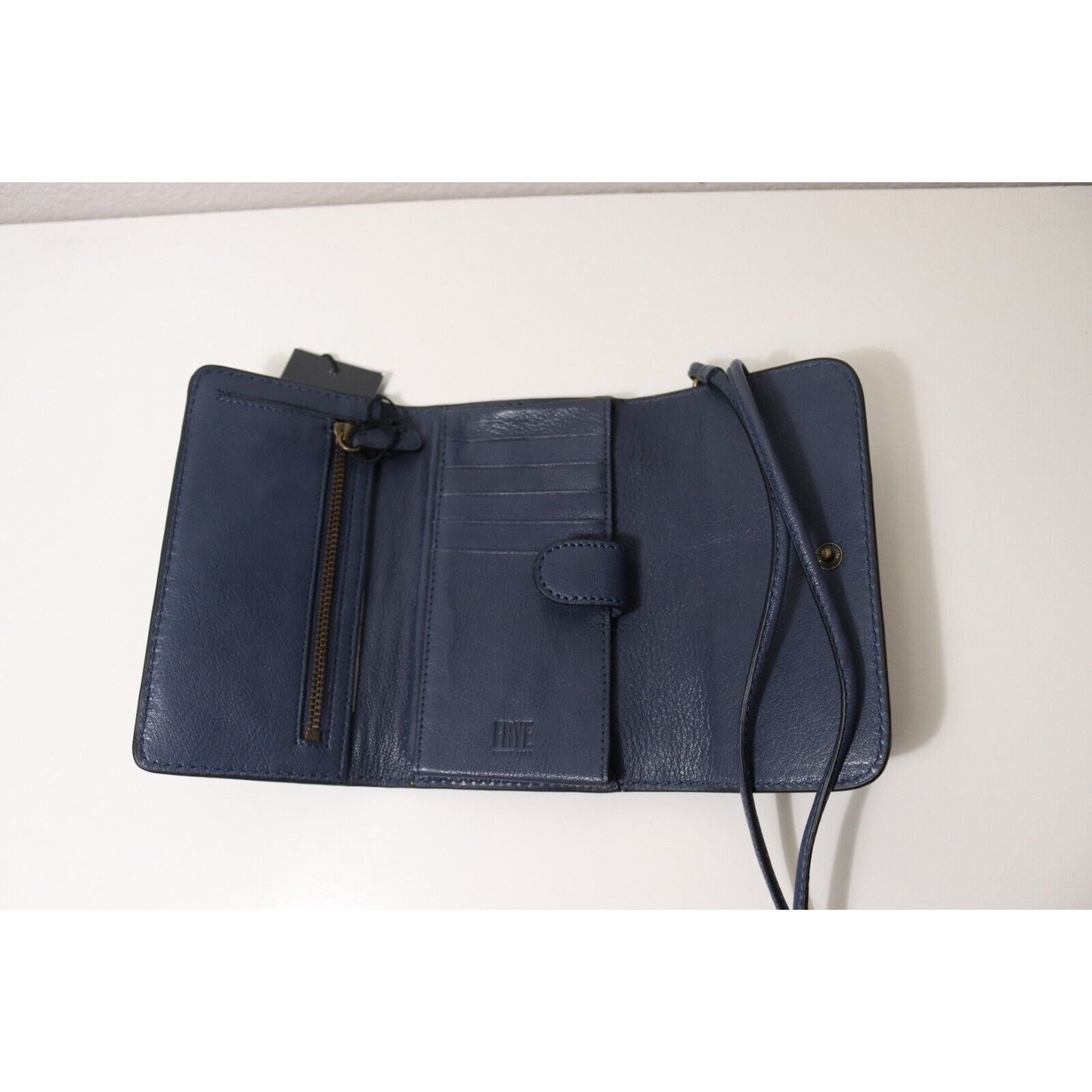 FRYE Lily Phone Crossbody Wallet Leather Navy Tri-Fold