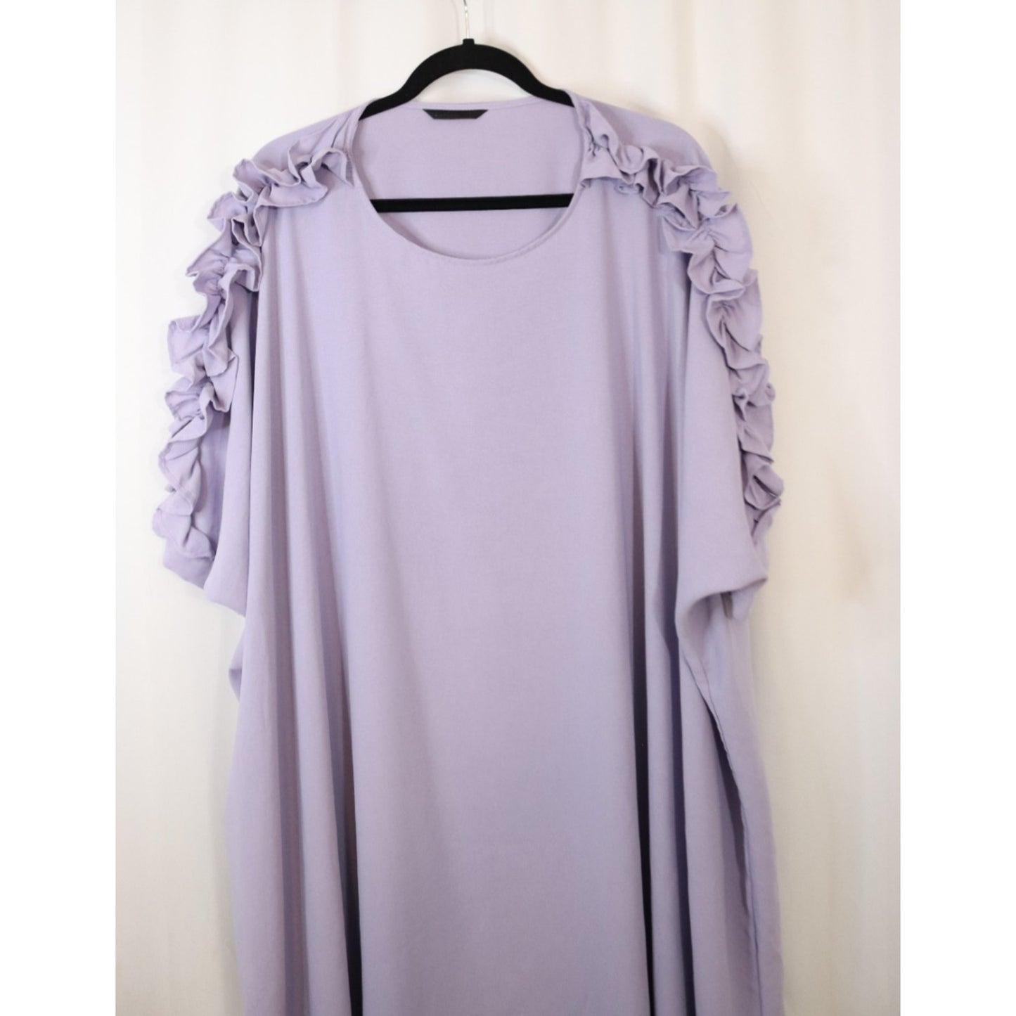Lilac Lavender Short Sleeve Batwing Abaya Jilbab Short Round Bottom