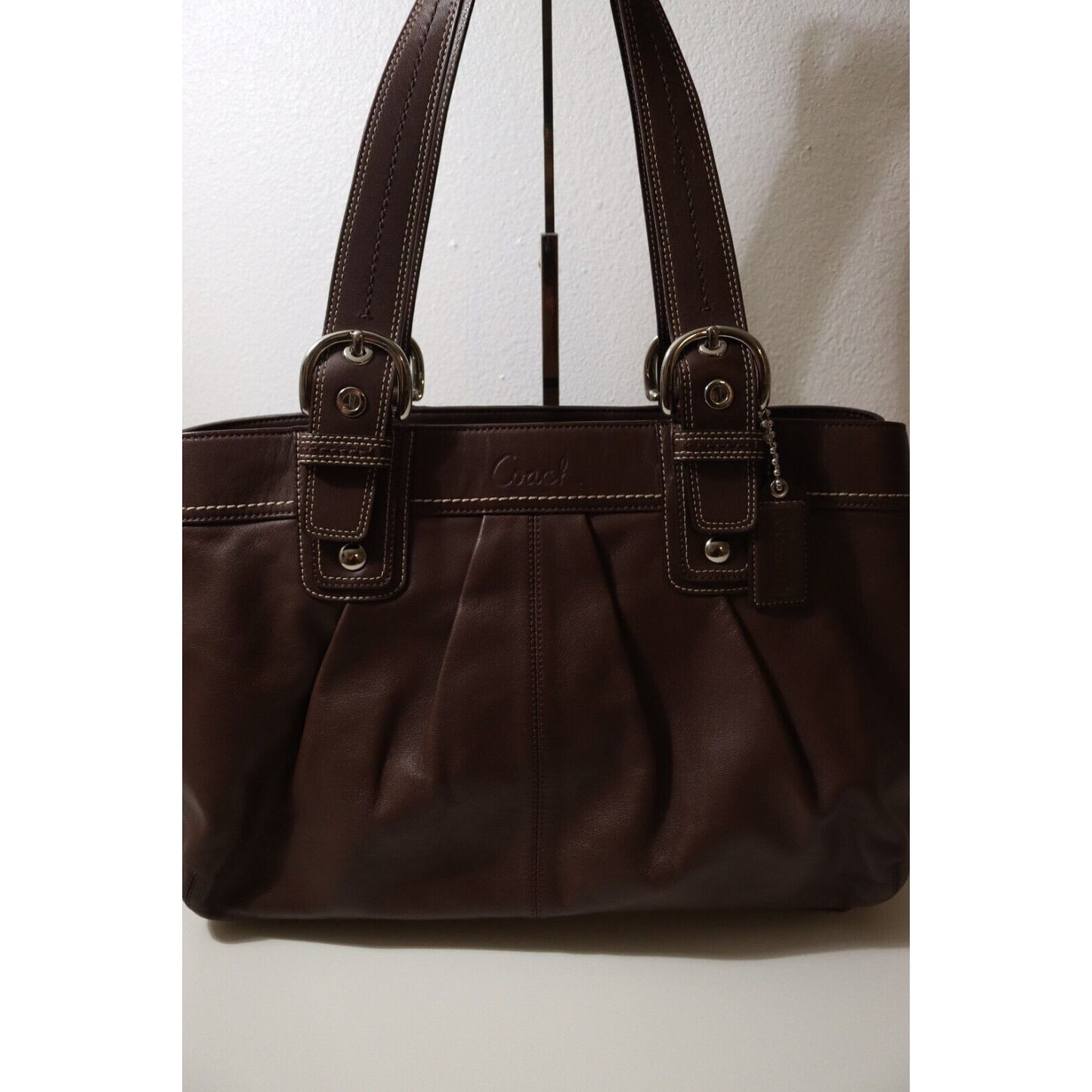 Coach Soho Pleated Brown Handbag Vintage Tote Satchel Top H1077-F13733