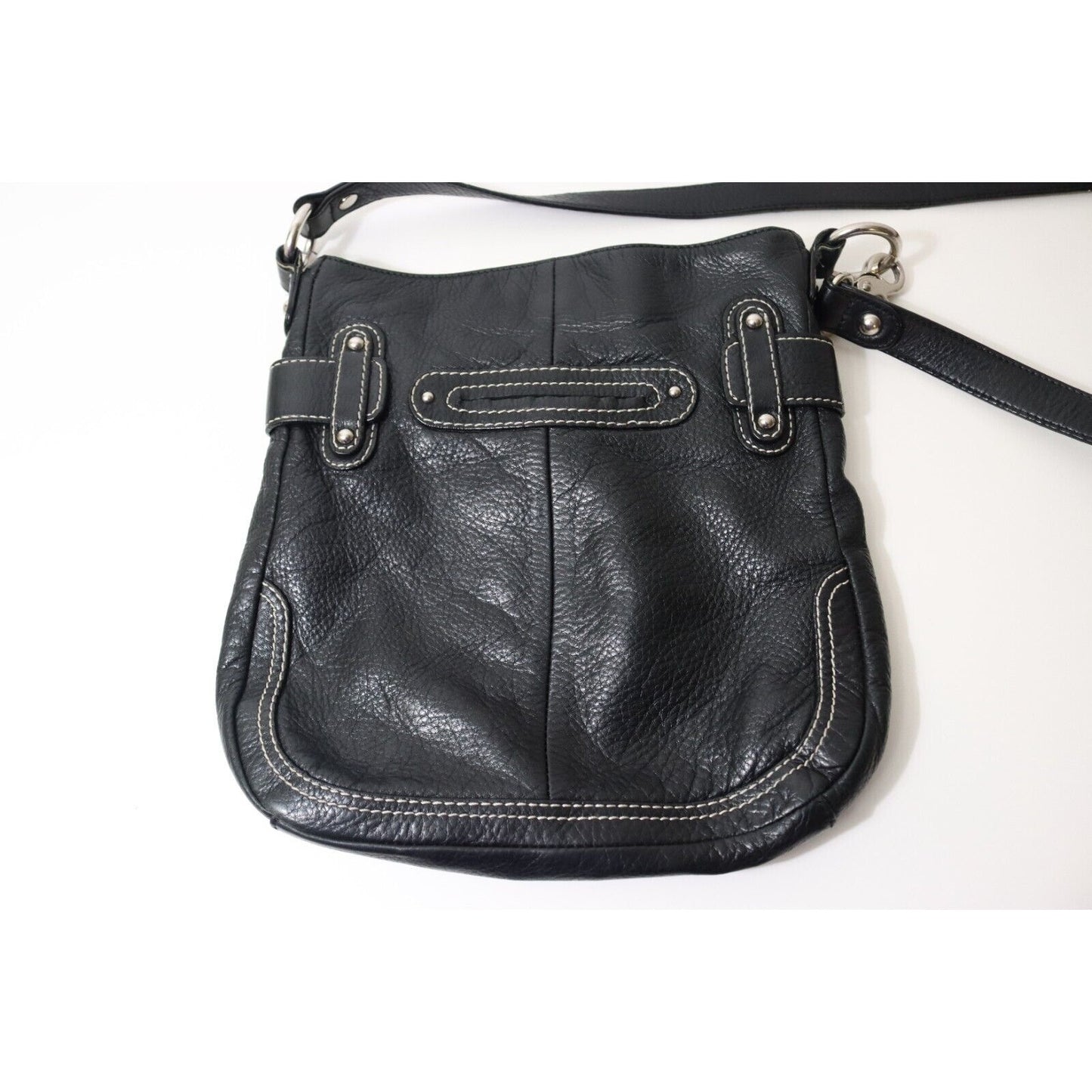 B Makowsky Black Leather Crossbody Handbag