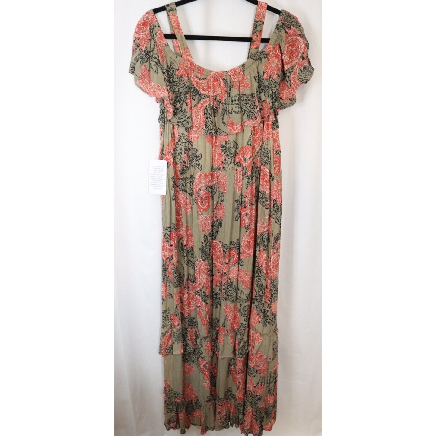 NWT Roaman's Maxi Dress High Low Size 26W Rayon Removable Strap