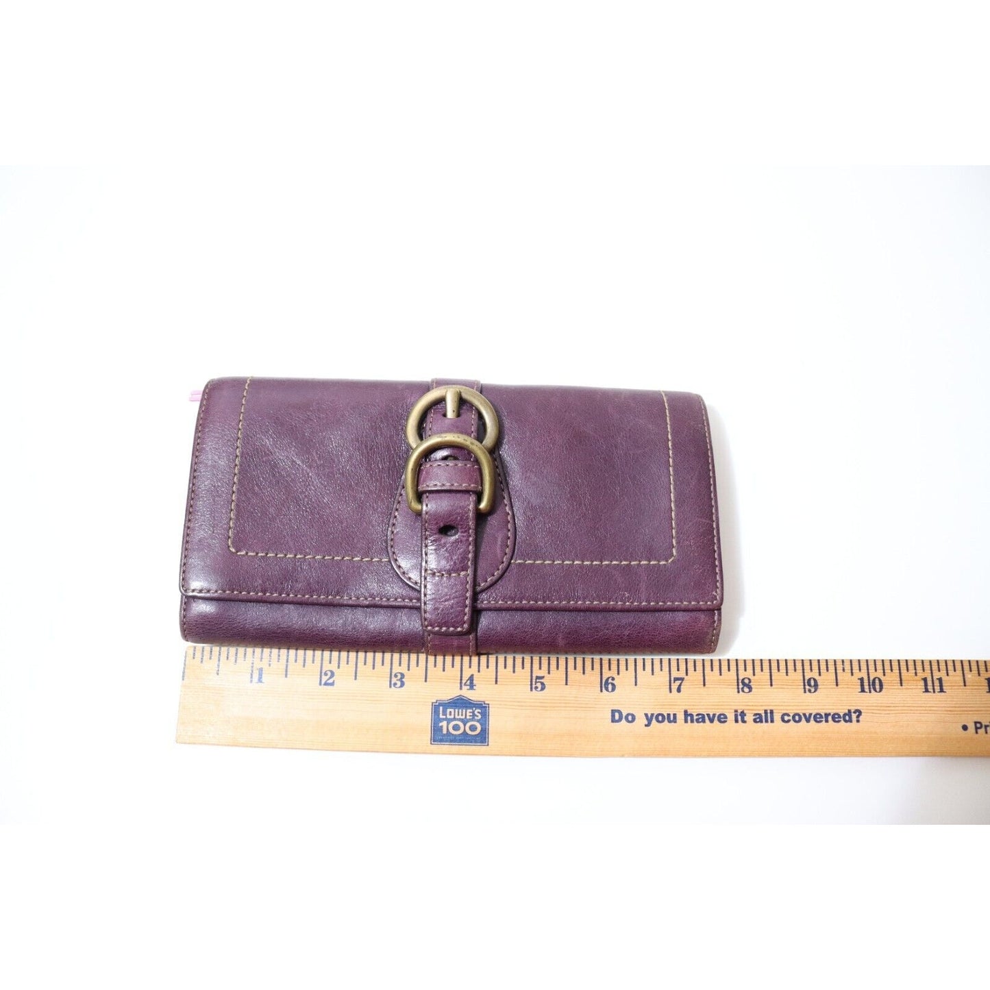 Coach Purple Wallet Legacy Stripe Interior Gold Hardware