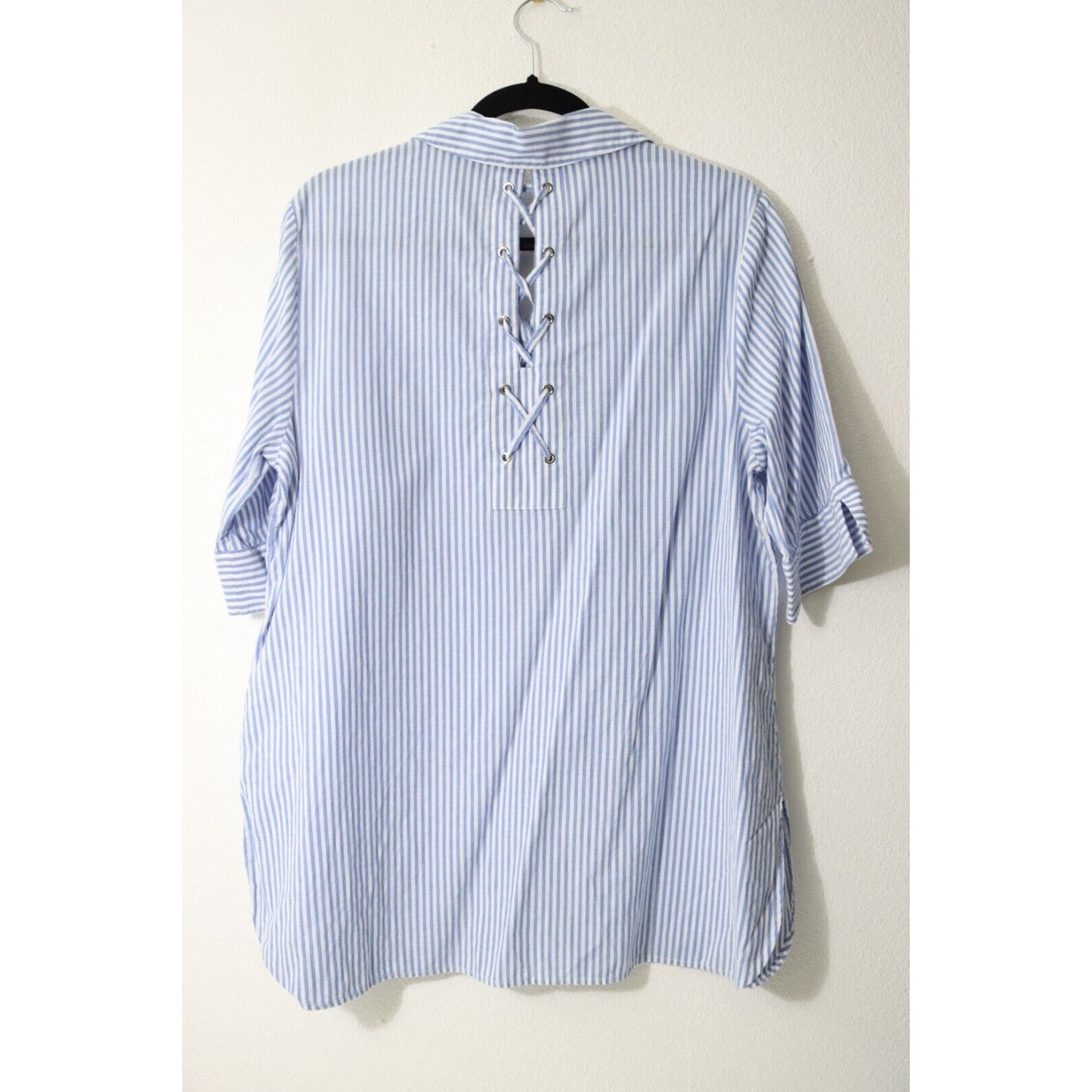 Chico's Stripe Blue and White Top Size 2 (LARGE) Cotton