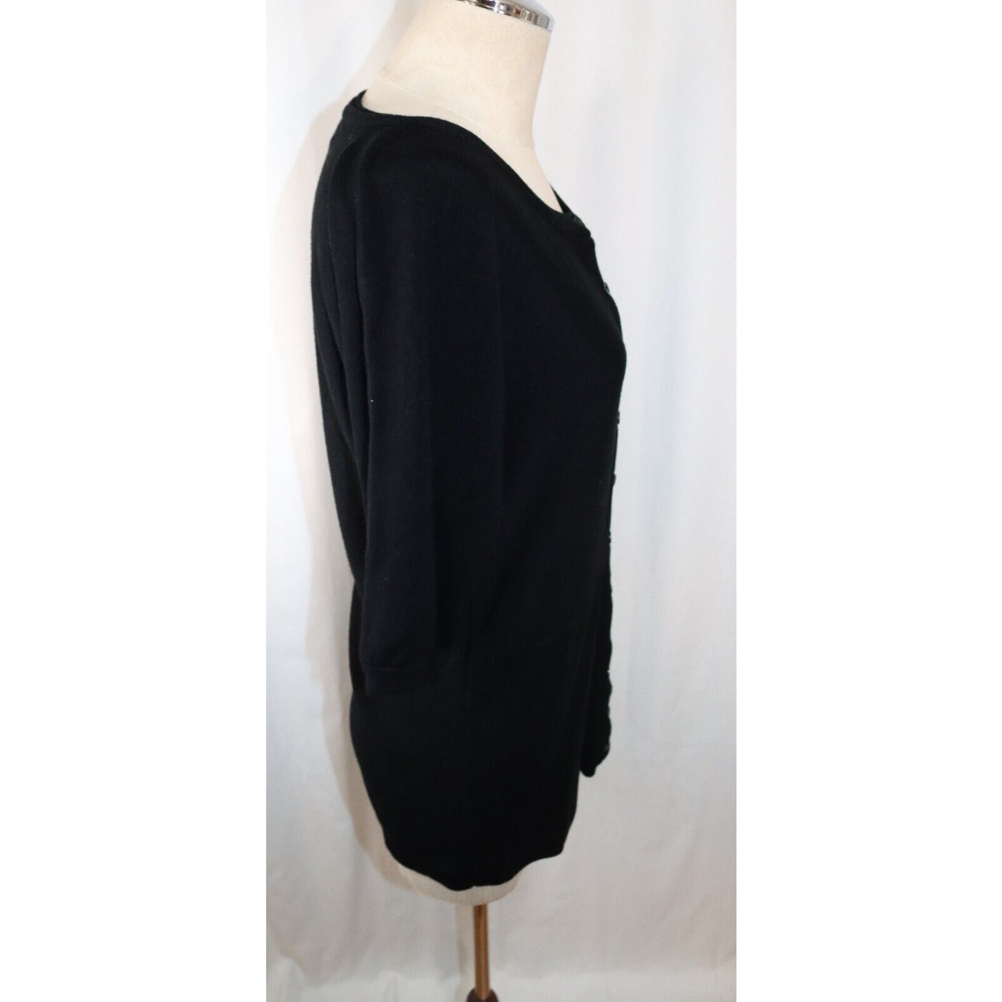 Vintage Lauren Michelle Black Cardigan Size XL 3/4 Sleeve Button Down