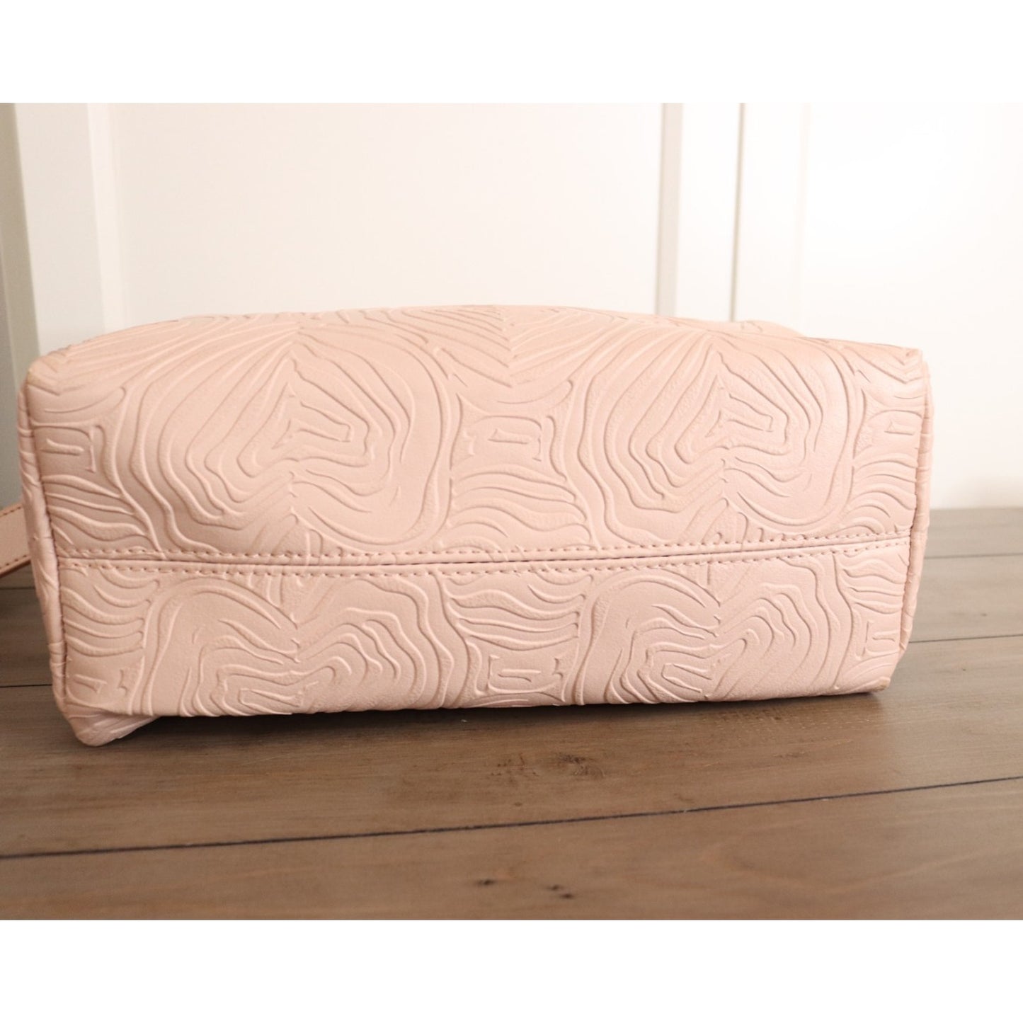 Betsey Johnson Pink Large Makeup Bag Double Zip Embossed