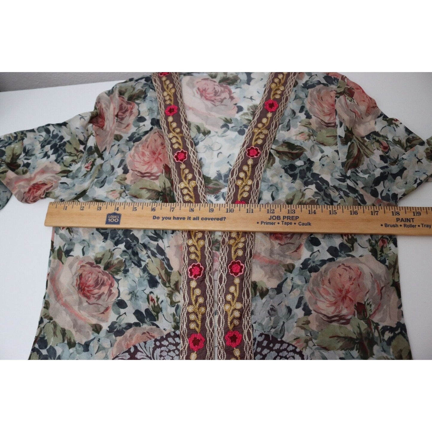 Soft Surrounding Viscose/Polyester Open Thin Cardigan Embroidery Medium