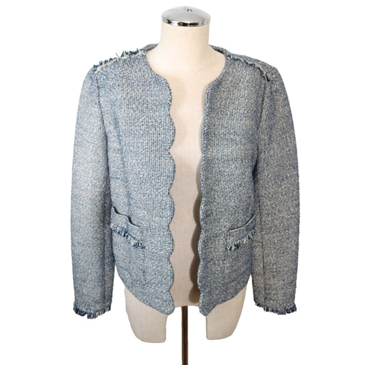 Banana Republic Tweed Blazer Blue Size 8 Fringe