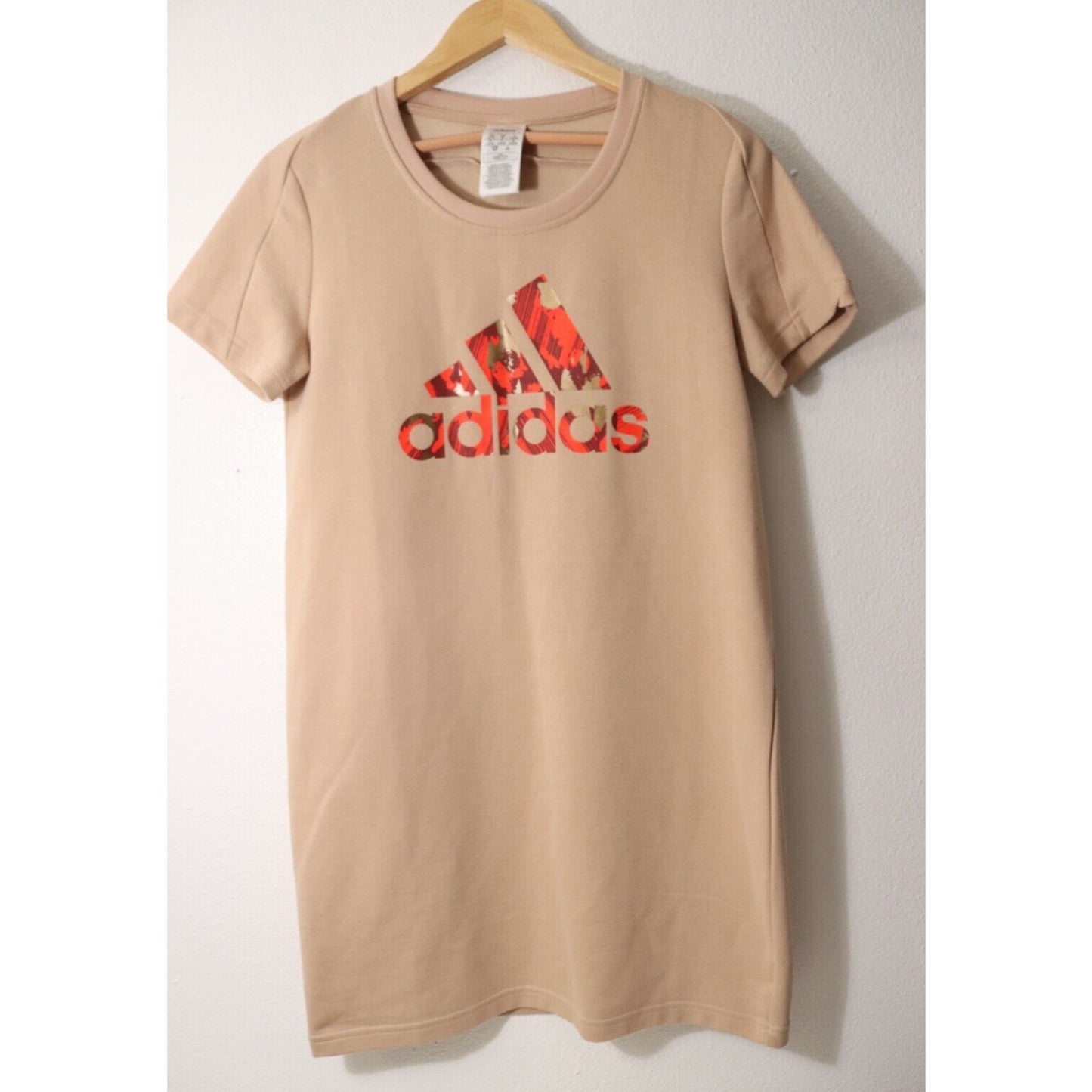 Adidas Light Brown Sweater Dress Short Sleeve Small