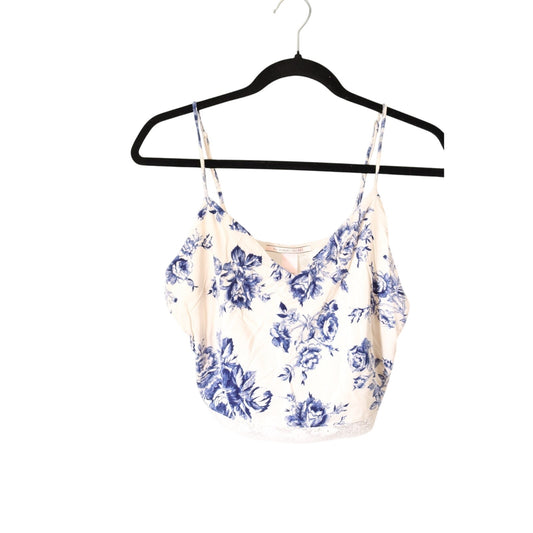 Victoria's Secret Top Blue Flower and White Tank Lace Medium