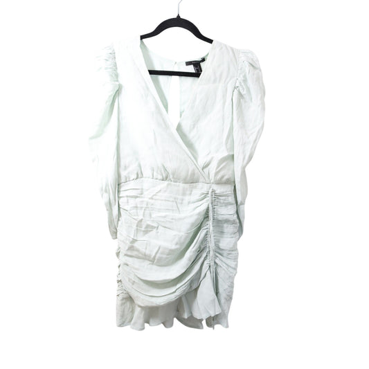 NWT Forever 21 Small Light Green Dress Bodycon V Neck Ruching Long Sleeve