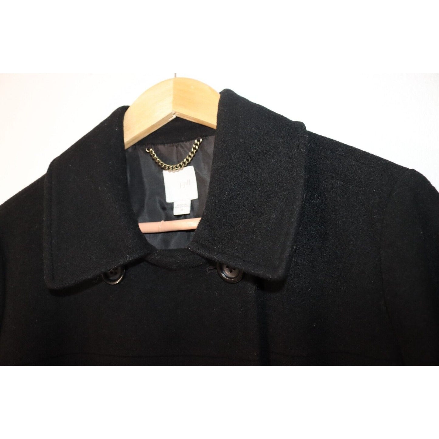 J. Jill Peacoat Size Medium Black Button Wool/Polyester/Rayon