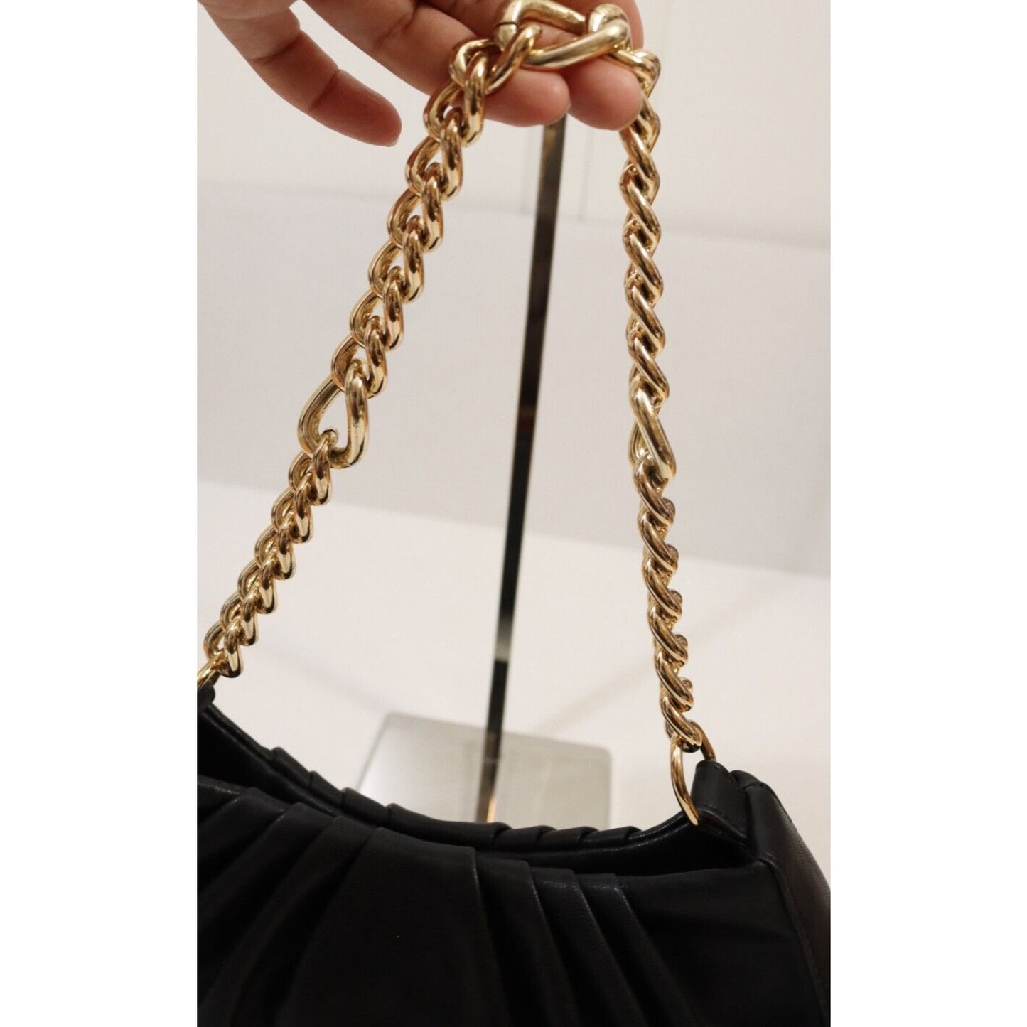 Shein Y2K Inspired Bag Gold Chain Black