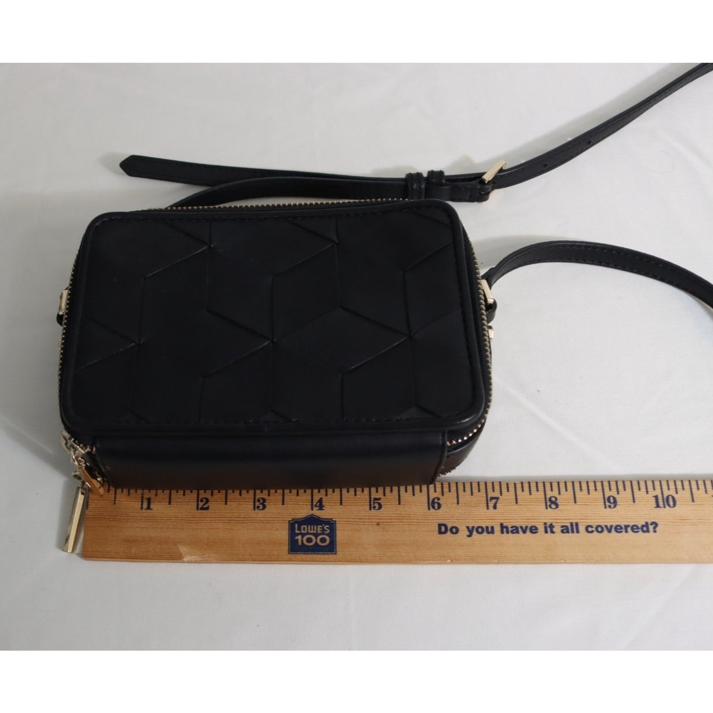 Welden Cow Leather Crossbody Black Gold Hardware Woven