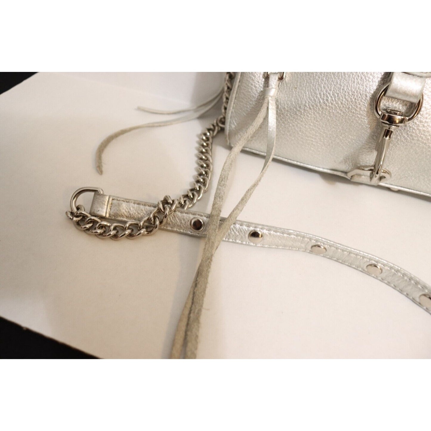 Rebecca Minkoff Silver Leather Chain and Leather Crossbody Strap