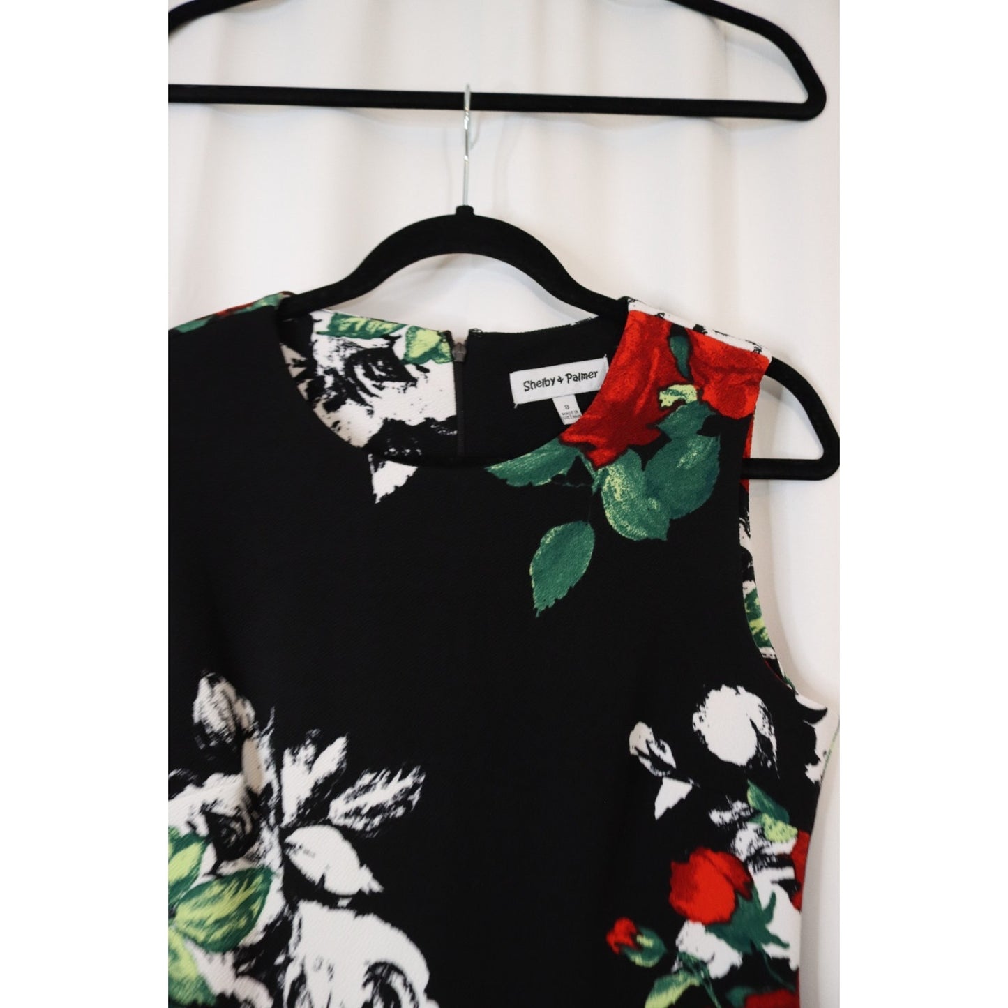 Shelby and Palmer Black Floral Dress Size 8 Short Sleeveless
