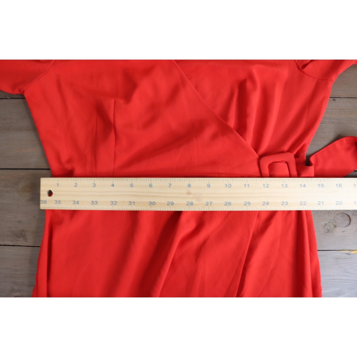 Topshop Red Wrapped Dress Size 6 Long Sleeve Polyester