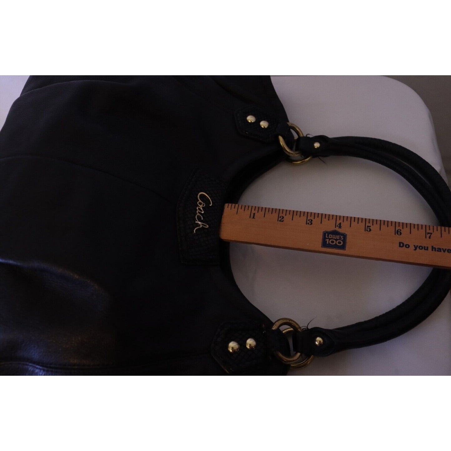 Coach Black Leather Hobo Shoulder Bag Gold Hardware F23308