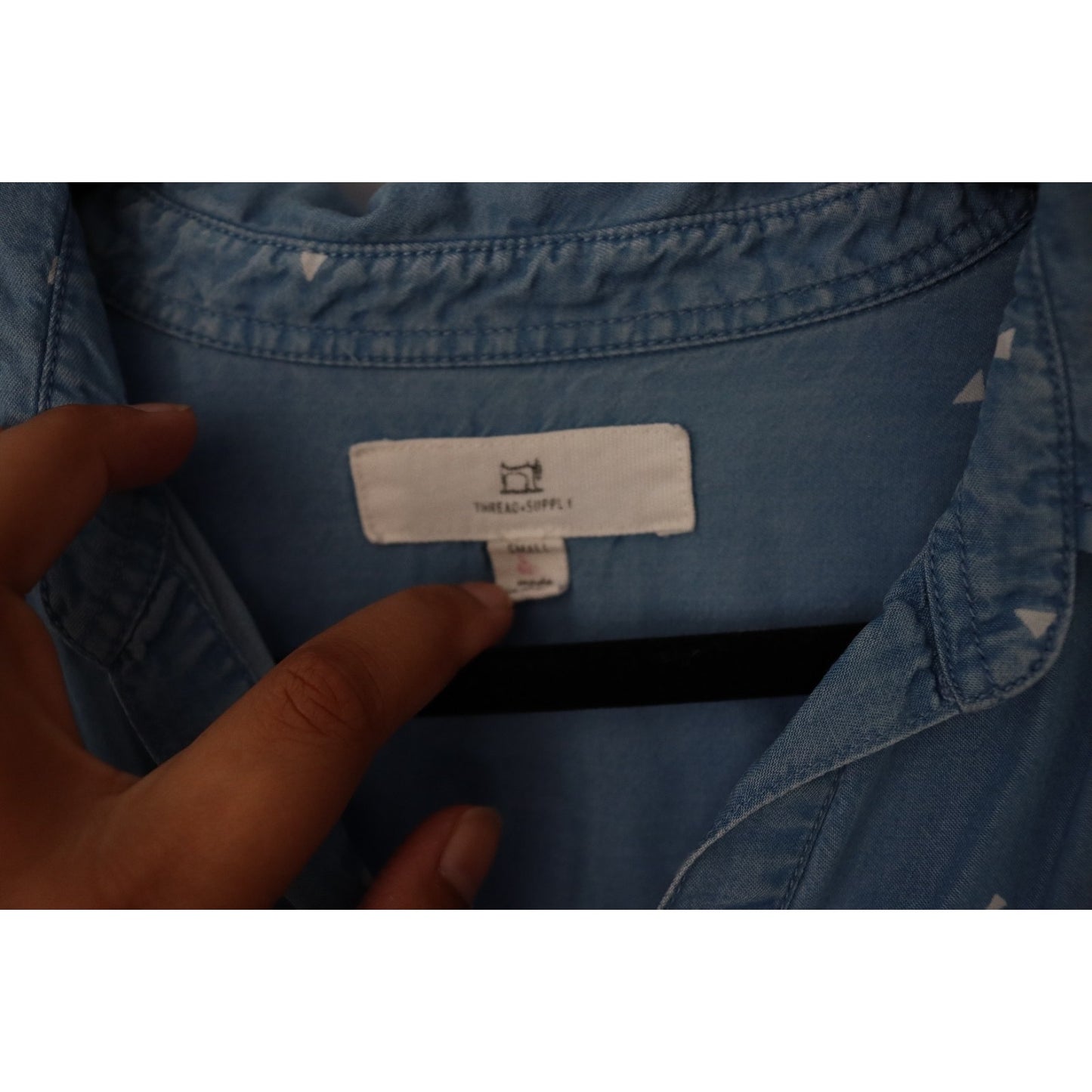 Thread and Supply Light Denim Dress Size Small Tencel/lycoll Short Sleeve Pocket